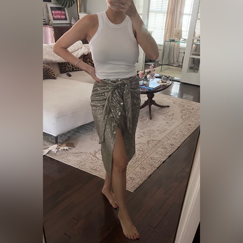 Zara sequin midi skirt slit